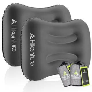 HIKENTURE Camping Kissen [2er Set], Aufblasbares Reisekissen Ultraleicht, Ergonomisches Kopfkissen Nackenkissen für Camping, Reise, Outdoor, Inflatable Travel Neck Pillow, Grau