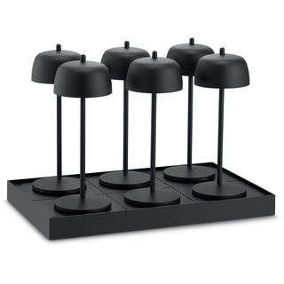 Theta 6x Tischlampe Kabellos Dimmbare LED Akku - Aufladbar Tischleuchten für Restaurant und HO.RE.CA im Italienischem Design - Indoor & Outdoor IP65 2700 - 4000K, 9-24 Std. LVL (Schwarz)