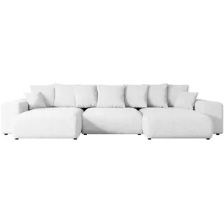 altdecor Ecksofa mit Schlaffunktion und Bettkasten Corner Sofa Eckcouch Couch U-Form universal, links/rechts angeordnet Schlafcouch Ausziehbar Wohnlandschaft ESKAR-U -364x176x72 cm Weiß - Weiß