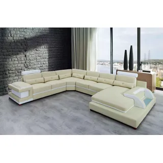 Ledersofa XXL Big Sofas Sofa Couch Couch Polster Ecksofa Wohnlandschaft Leder - Beige
