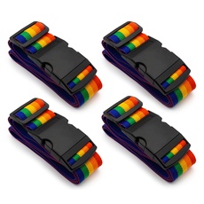 MyGadget 4X Koffergurte Set - 100 cm bis 180 cm einstellbar - stabiles und auffälliges Kofferband - ideal über Kreuz nutzbar - in Regenbogen