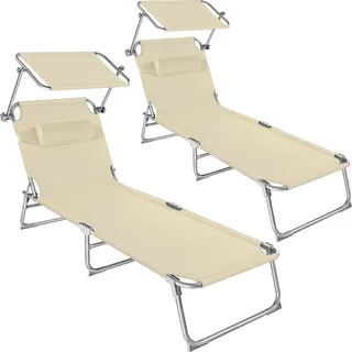 Tectake Chloé Sonnenliege 190 x 68 x 65 cm Beige
