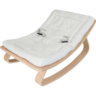 Babywippe Holz natur mit 5 cm starker, abnehmbarer Baumwollauflage