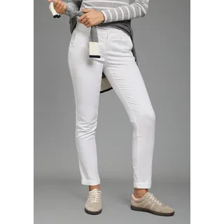 Chinohose AJC "in lässiger Form und hohem Tragekomfort durch Stretchanteil", Damen, Gr. 40, N-Gr, weiß, Web, Obermaterial: 98% Baumwolle, 2% Elasthan, unifarben, bequem lang, Hosen Chinohose, krempelbar, mit praktischen Taschen, zeitlos & gut zu kombinieren, Topseller