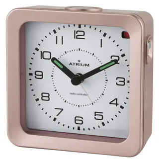 Atrium Funkwecker Analog Quarz ohne Ticken mit Licht und Snooze Leuchtzeiger rosé A660-17