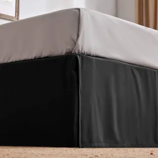 Sleep Zone Plissee-Bettröcke, Queen-Size-Größe, 38,1 cm, maßgeschneidert, einfach anzubringen, antistatisch, lichtbeständig (Queen, Schwarz)