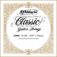 D'Addario J3004 Einzelsaite D Konzertgitarre Wound 029/J30 Normal Tension silber
