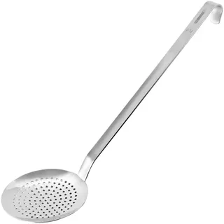 FMprofessional Abseihlöffel 50 cm, Küchenhelfer aus Edelstahl, langlebiger & eleganter Schaumlöffel (Farbe: Silber) Menge: 1 Stück