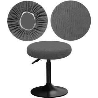 YINGAYOU Bezug Barhocker Rund 30-40 cm Hocker Bezug Rund mit Jacquard Muster Luxuriöser Stoff Waschbar Dehnbar Wunderschöne Farbe für Runde und Eckige Hocker (1, Grau)