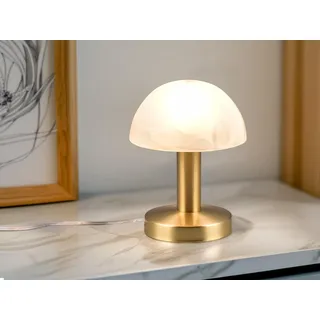 LED Nachttischleuchte mit Touch dimmbar Messing Glasschirm Weiß für Fensterbank