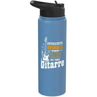 Unterschätze niemals einen alten Mann mit einer Gitarre Stainless Steel Insulated Water Bottle