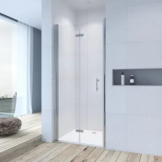AQUABATOS® Rahmenlos Faltbare Duschtür 90 cm Verstellbereich von 90-93,5 cm Nischentür Dusche Duschwand Glas Drehfalttür Falttür 6 mm ESG Sicherheitsglas mit NANO Beschichtung höhe 195 cm