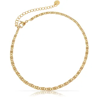 Edelstahl Damen Fußkettchen mit starkem Karabiner-Verschluss - in verschiedenen Designs - Frauen Fußkette Gold oder Silber - Mädchen Fußschmuck - Geschenk für Sie (Gold S-Design)