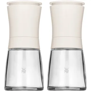 WMF Trend Mühlenset 2tlg, Salz- und Pfeffermühle unbefüllt, Glasbehälter, Keramikmahlwerk, Salz Pfeffer Mühle, Gewürze, weiß