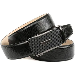 Ledergürtel ANTHONI CROWN, Herren, Gr. 85, schwarz, Leder, unifarben, Gürtel Ledergürtel, in Waran-Prägung mit Schließe in Karbon-Design