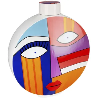 Gilde "Deckelvase Grafic Face, Höhe ca. 34,5 cm", Dekoobjekt aus Keramik, mehrfarbig