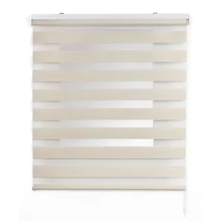Storesdeco Doppelrollo Leinen, 120 x 180 cm , Beige , Kunststoff , Uni , Rechteckig , 120x180 cm , Ce , Heimtextilien, Vorhänge, Rollos, Doppelrollos