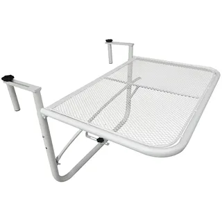 Outsunny Balkonhängetisch Gartentisch höhenverstellbar rechteckig Terrasse Beistelltisch , Weiß , Metall , 56x50x60 cm , Gartenmöbel, Gartentische, Balkontische