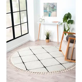 Myflair Moroccan Square Hochflorteppich 190 x 190 cm Schwarz/Weiß