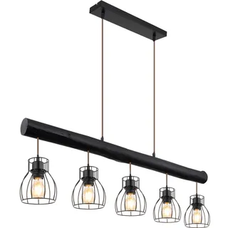 GLOBO Mina 5-flg. 14 cm dimmbar Schwarz matt/Holz