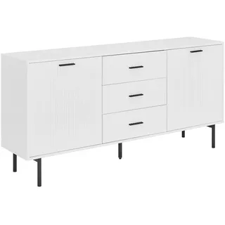 Mid.you Sideboard , Schwarz, Weiß , Metall , 2 Fächer , 3 Schubladen , 165x80x40 cm , Kleinmöbel, Kommoden, Sideboards