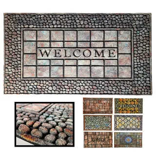 LucaHome Fußmatte für den Eingang, aus Gummi, Texas, 45 x 75 cm, rutschfeste Unterseite, leicht zu reinigen, saugfähig, gepolstert, für Außen- und Innenbereich (Welc Piedra)