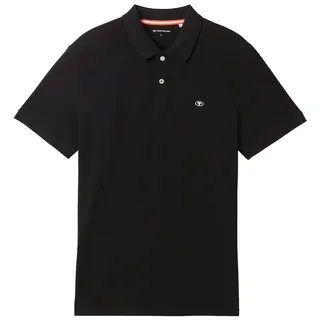 Tom Tailor Herren Basic Poloshirt, schwarz, Uni, Gr. XL