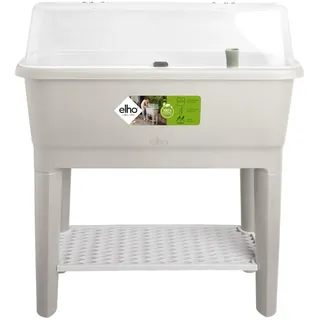 elho Noa Anzucht Tisch 80 - Hochbeete mit Abdeckung und Bewässerungssystem - Kräuterbeet aus 100% recyceltem Plastik - Ø 78.5 x H 34.2 cm - Grau/Warmes Grau