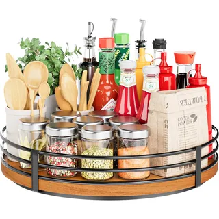 Lazy Susan Drehteller-Organizer aus Holz, rund, für Schrank, Küche, Arbeitsplatte, Speisekammer, Esstisch, Badezimmer, Café, Bar, Gewürzaufbewahrung, Heimdekoration