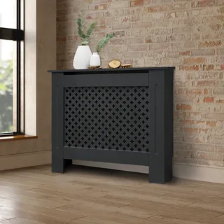 ML-Design Heizkörperverkleidung mit Wabenmuster 78x19x82 cm, Anthrazit, aus MDF lackiert, Heizungsverkleidung für Schlafzimmer Wohnzimmer - Dunkelgrau