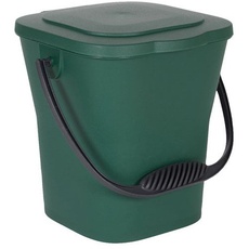 EDA 13119 V Eimer Compost, 6 l, mit Deckel, Polypropylen, Kanada-Grün, Griff Grau, Maße: 24,8 x 23,8 x 24,3 cm