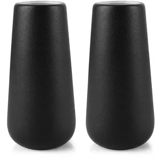 STARVAST 2 Stück Vase Schwarz - vase Schwarz Matt, Schwarze Vases, 20 cm Keramikvase, Boho vases für Pampasgras, Blumenvase Schwarze deko,Tischdeko schwarz, küche, Badezimmer deko