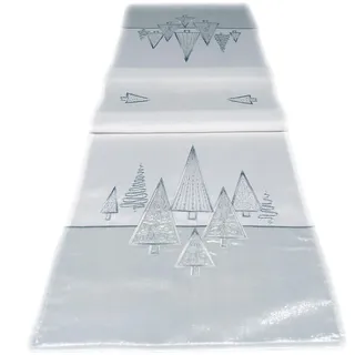 texpot Tischläufer 40 x 90 cm weiß Stickerei Moderne Tannenbäume Weihnachten Tischband