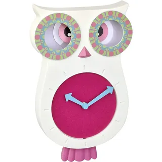 TFA Dostmann 60.3052.02 Lucy - Kinderwanduhr (lautlos, Eulenform, 110 x 70 x 330 mm), Farbe rosa - Rosa