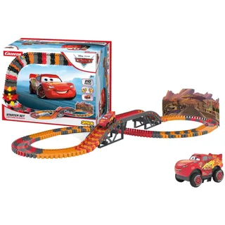 Carrera STRAX Disney Pixar Cars Starter Set | Bauset mit Lightning McQueen & 210 Teilen | Flexibles Stick-System | mechanisches Fahrzeug | kreatives Spielzeug für Kinder