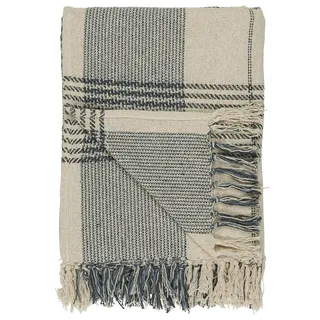 IB Laursen Decke Plaid Creme/blau Karomuster