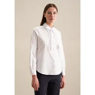 Schluppenbluse SEIDENSTICKER "Schwarze Rose", Damen, Gr. L (40), weiß, 76% Baumwolle, 21% Polyamid, 3% Elasthan, unifarben, regular fit, ohne Ausschnitt, Blusen Schluppenbluse, 1/1 Kragen Uni