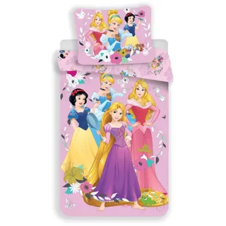Disney Prinzessinnen Leinen Rosa 140 x 200 cm + 70 x 90 cm