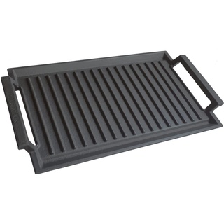 COVERCOOK Gusseisen-Grillpfanne - Grillpfanne - Rechteckige Grillplatte - 2 Griffe - 43 x 23 cm -Grillpfanne für Induktionskochfeld Offener Feuerofen Elektrokochfeld Outdoor-Grills