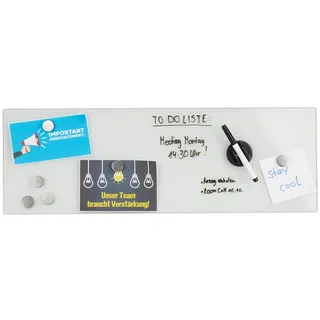 Relaxdays Magnettafel Glas , Weiß , 60x20x0.5 cm , Bilder & Rahmen, Pinnwände & Magnettafeln