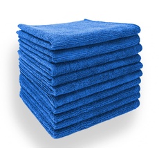 SBS Microfasertücher 10 Stück | 30 x 30 cm | blau | waschbar | für Haushalt, Auto Motorrad etc. | Putztücher | Poliertücher | Haushaltstücher | Staubtuch