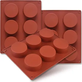 Siliconen Mal Set - 3 Verpackungen Zylinder- und Runde Formen für Cupcakes und Seife - Handgemacht und Multifunktional mit 6 Fächern - Backform für Torten, Brownies und Schokolade - Geeignet für Cheesecakes
