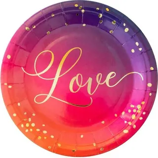 LOVE Pappteller Rosa Valentinstag 18cm x6 - Rosa