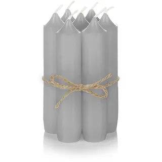 Nordstern Stabkerzen Grau 6er Pack - Kleine Kerzen für Kerzenhalter, Adventskranz oder als Baumkerze - Ideale Tisch Deko für Hochzeit oder Weihnachten - 11 x 2,2 cm