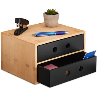 Relaxdays Schreibtisch Organizer 15x25x20 cm Natur/schwarz 2 St.
