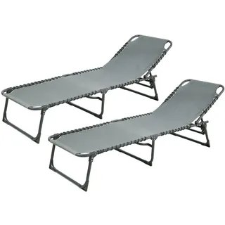 Svita Gartenliege 2er Set Hellgrau , Metall , 56x30x190 cm , Gartenmöbel, Gartenliegen
