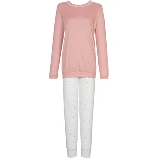 CALIDA Sweet Dreams Bündchen-Pyjama Damen, aus 100% Baumwolle, Hose mit stoffbezogenem Gummibund