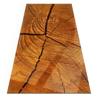 Kaminbodenplatte Glas 100x50 cm - Herdboden Polierte Kanten Unter dem Kamin Glas Funkenschutzplatte Thermischer Schutz Fleckenbeständigkeit Dekoration - Holzmaserung im Querschnitt