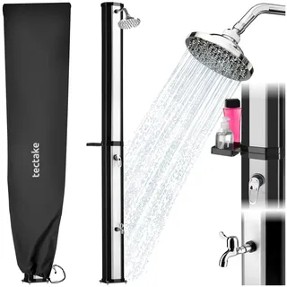 tectake® Solardusche Ofanto 35 Liter, mit Seifenablage extra Wasserhahn, inklusive Schutzhülle