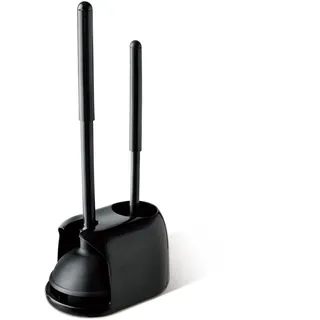 Eyliden WC Saugglocke und Toilettenbürste Set, 2-in-1 WC-Schüsselbürste mit Halterung, Badezimmer-Reinigungswerkzeug-Kombination mit Halter für Bad und WC (Schwarz)